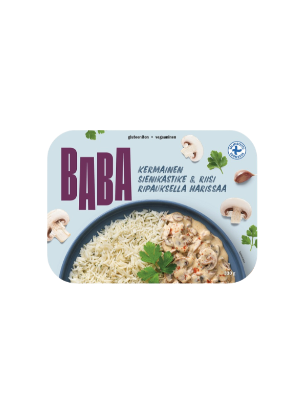 Baba Ateria: Kermainen sienikastike & riisi (ripauksella harissaa)